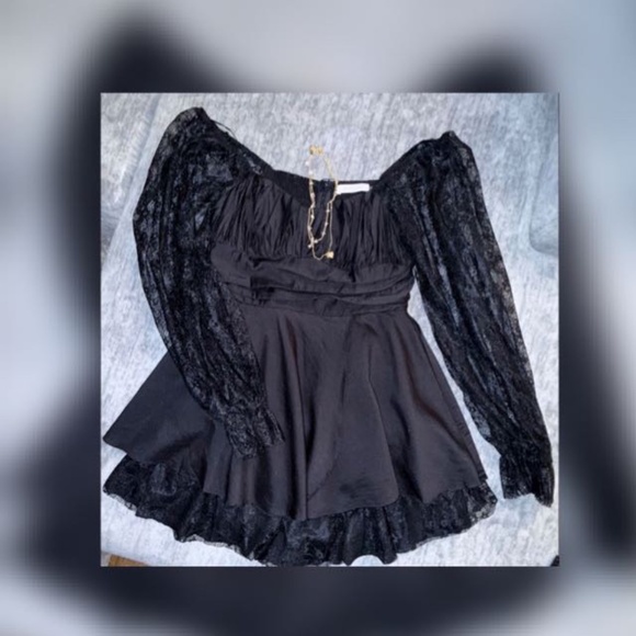 Layered Black Mini Dress - Picture 1 of 3